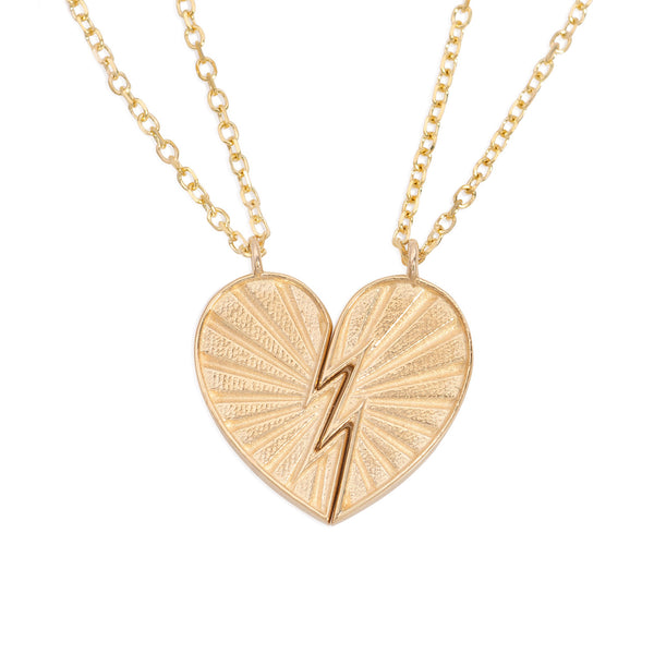 Vale Jewelry Love You To Pieces Full Heart Necklace on Diamond Cut Cable Chain in 14 Karat Yellow Gold Close Up