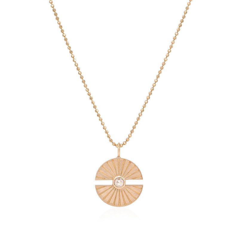 Vale Jewelry Luce Amulet on Faceted Bead Chain 14K Rose Gold Close-Up