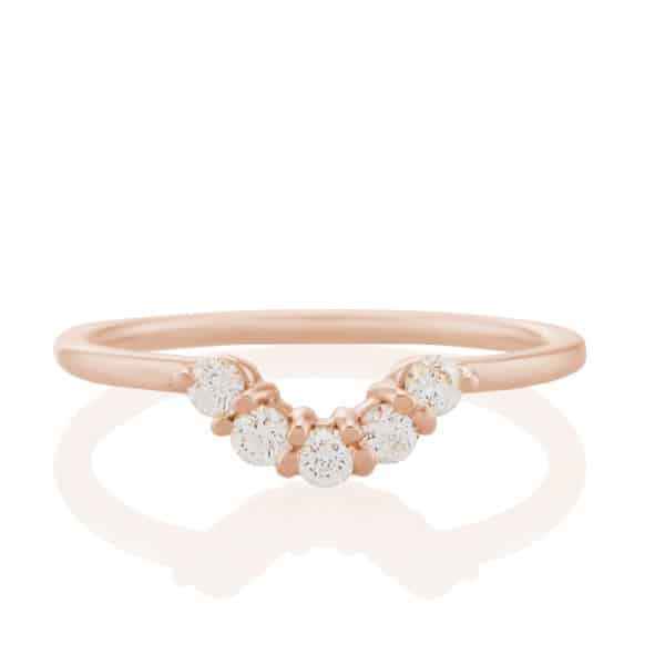 Vale Jewelry Lucia Ring with White Diamonds in 14 Karat Rose Gold Bottom View