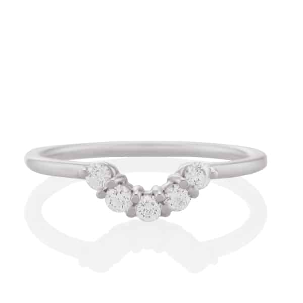 Vale Jewelry Lucia Ring with White Diamonds in 14 Karat White Gold Top View