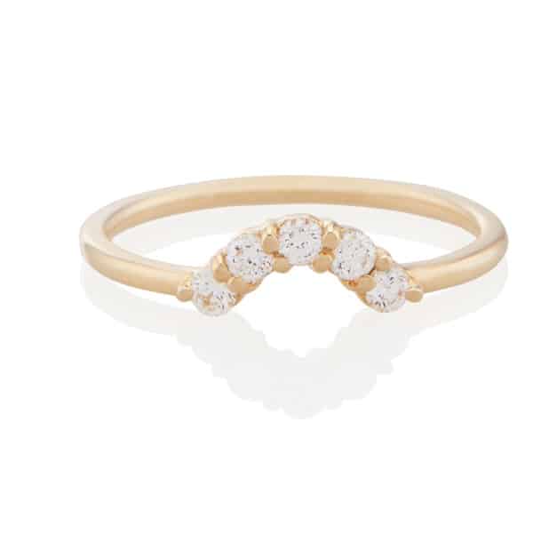 Vale Jewelry Lucia Ring with White Diamonds in 14 Karat Yellow Gold Top View