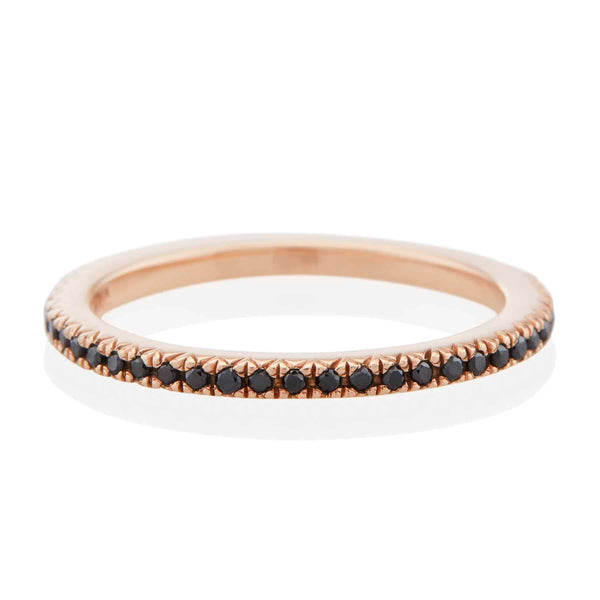 Vale Jewelry Midnight Pave Band with Black Diamonds in 14 Karat Rose Gold Front View