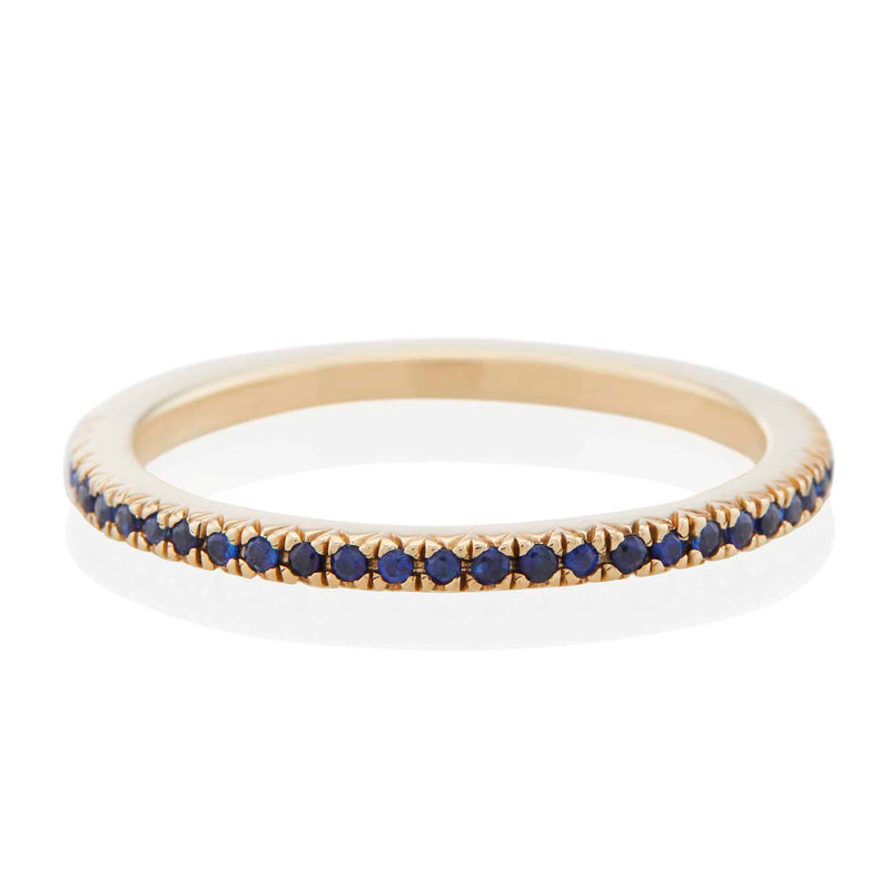 Vale Jewelry Midnight Pave Band with Blue Sapphires in 14 Karat Yellow Gold Front View