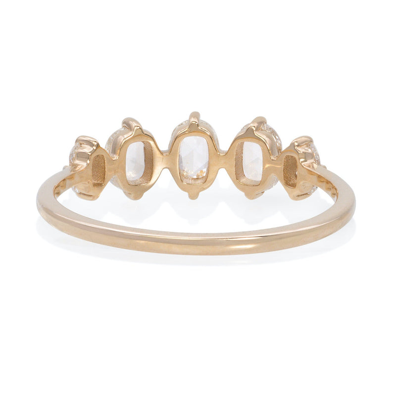 Vale Jewelry Nadine Ring with Oval White Rose Cut Diamonds in 14 Karat Yellow Gold Back View