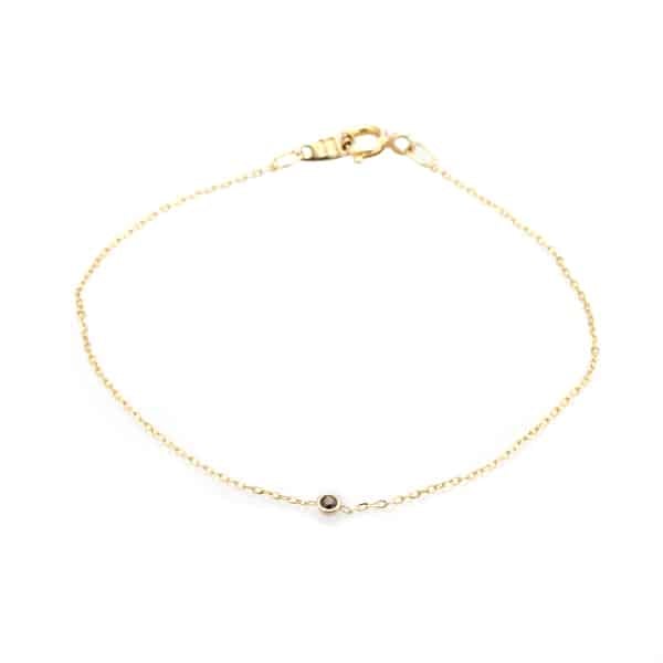 Vale Jewelry Origins Bracelet with Black Brilliant Cut Round Diamond on Diamond Cut Cable Chain in 14 Karat Yellow Gold Full Circle