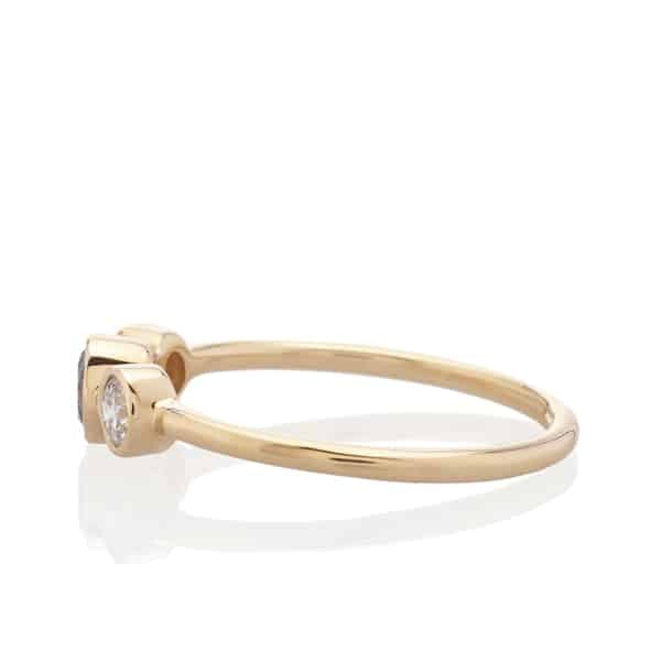 Vale Jewelry Othello Ring with Round Brilliant Cut White Diamonds in 14 Karat Yellow Gold Side View
