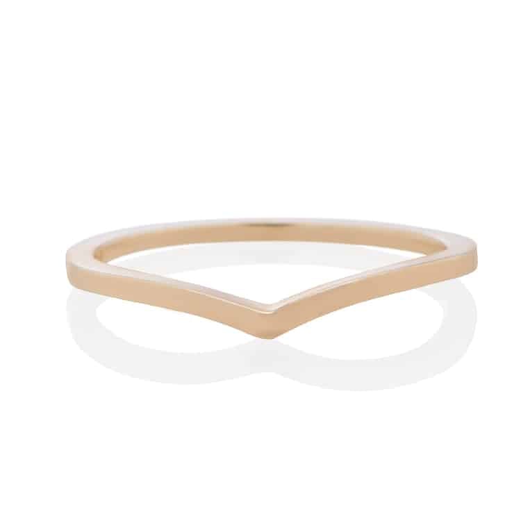Vale Jewelry Plain Vesper Ring in 14 Karat Yellow Gold Front View