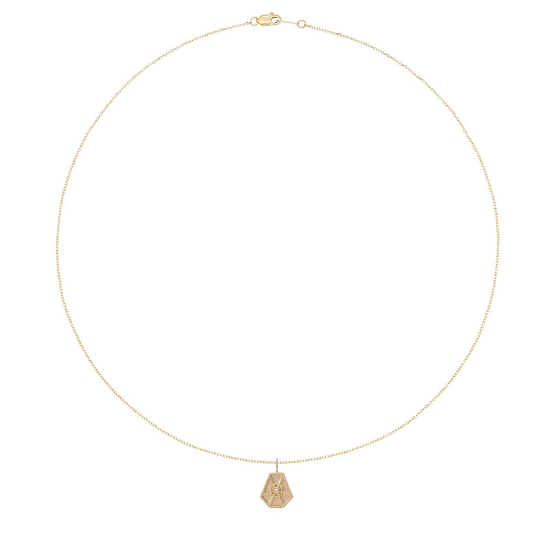 Vale Jewelry Small Arcadia Necklace with White Brilliant Cut Diamond on Diamond Cut Cable Chain in 14 Karat Yellow Gold Full Circle