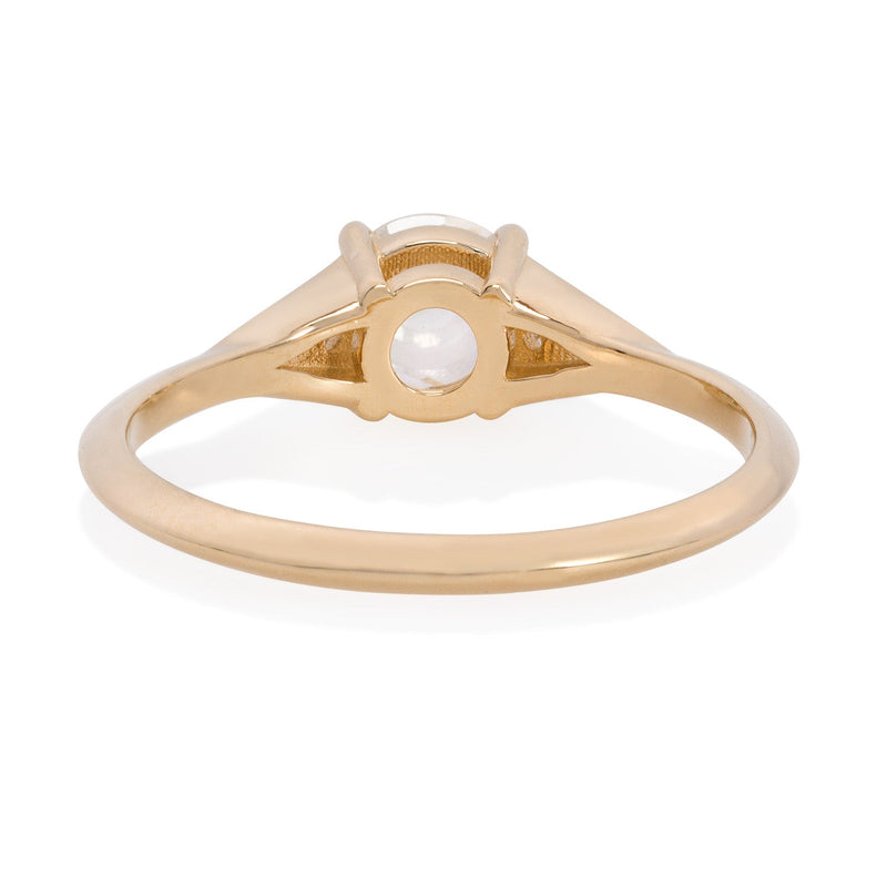 Vale Jewelry Small Sandrine Ring with Round Rose Cut White Diamond in 14 Karat Yellow Gold Back View
