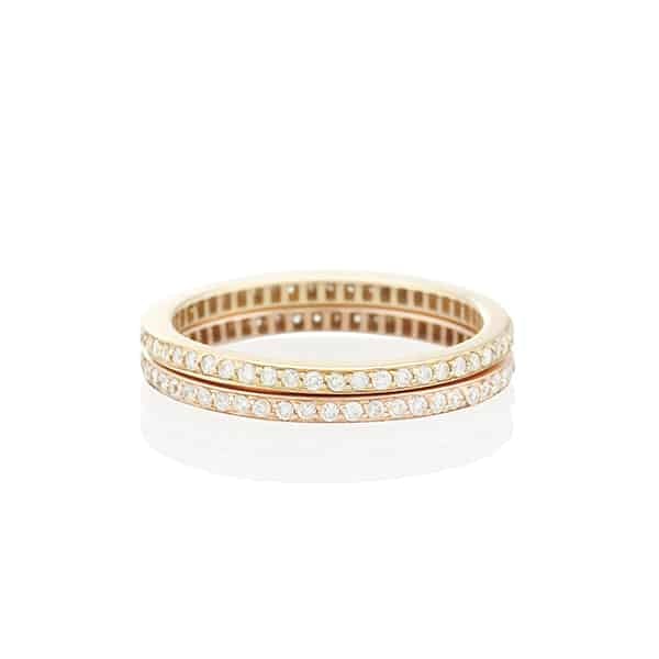 Vale Jewelry Stardust Band with White Diamonds in 14 Karat Yellow Gold and 14 Karat Rose Gold
