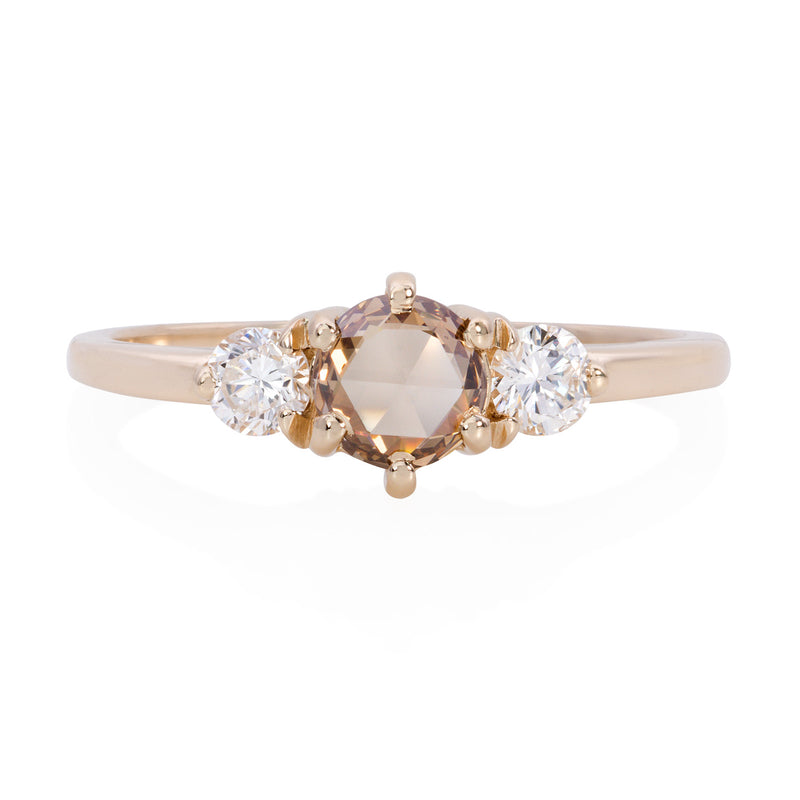 Rose cut champagne diamond ring Clearance