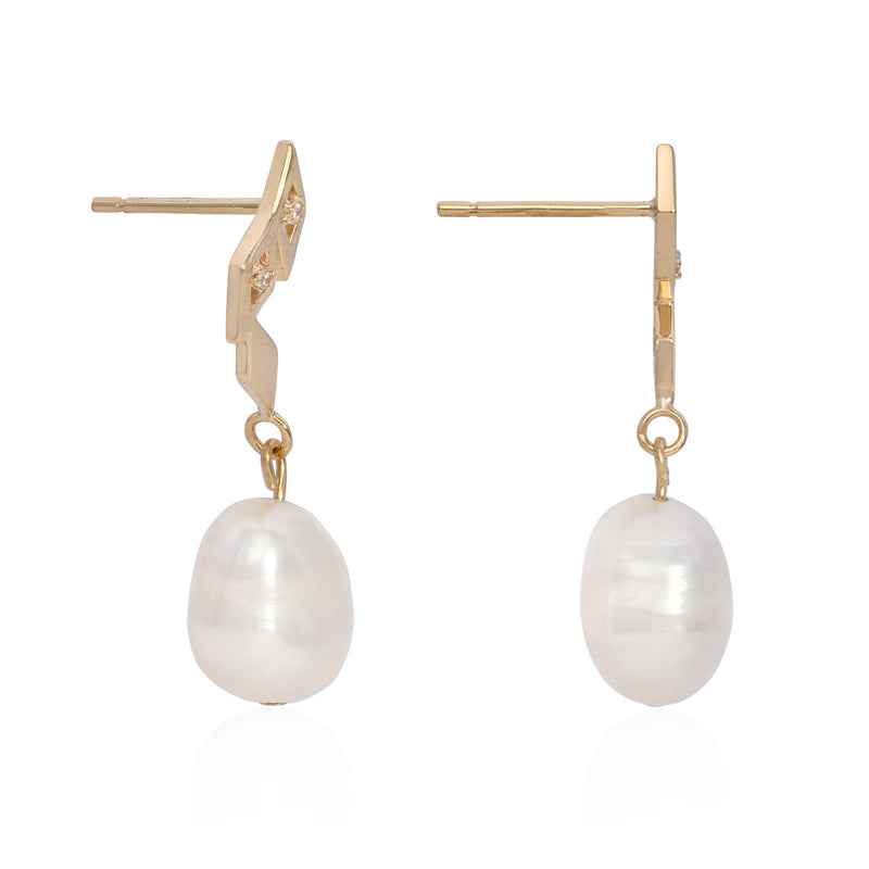 Vale Jewelry Valentin Earrings with Pearls in 14K Yellow Gold Side View