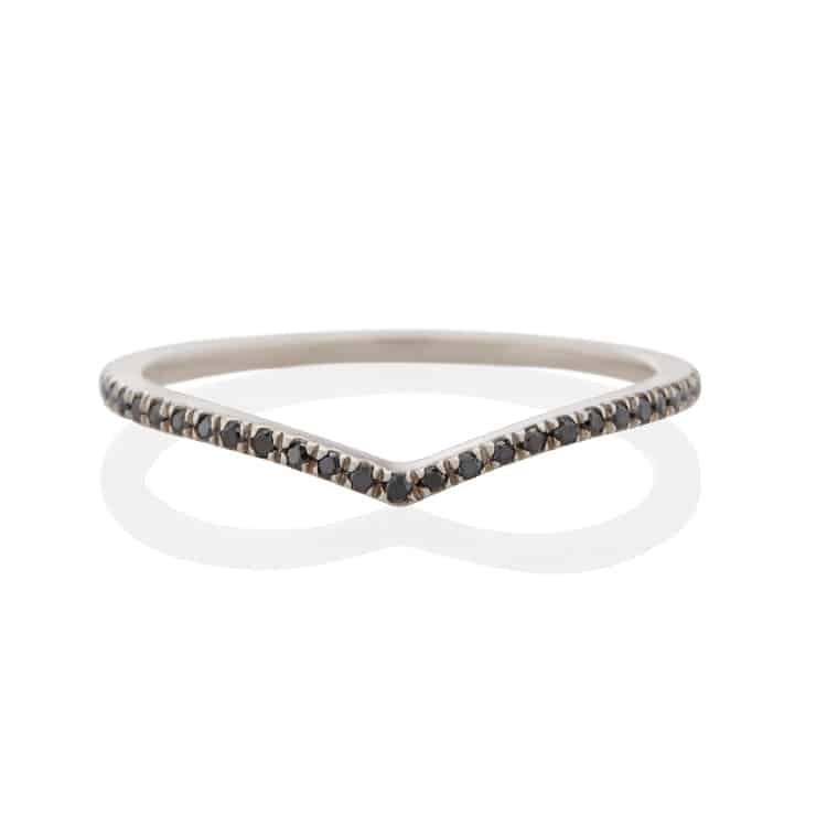 Vale Jewelry Vesper Ring with Black Diamonds in 14 Karat White Gold Front View