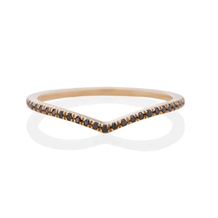 Vale Jewelry Vesper Ring with Black Diamonds in 14 Karat Yellow Gold Front View