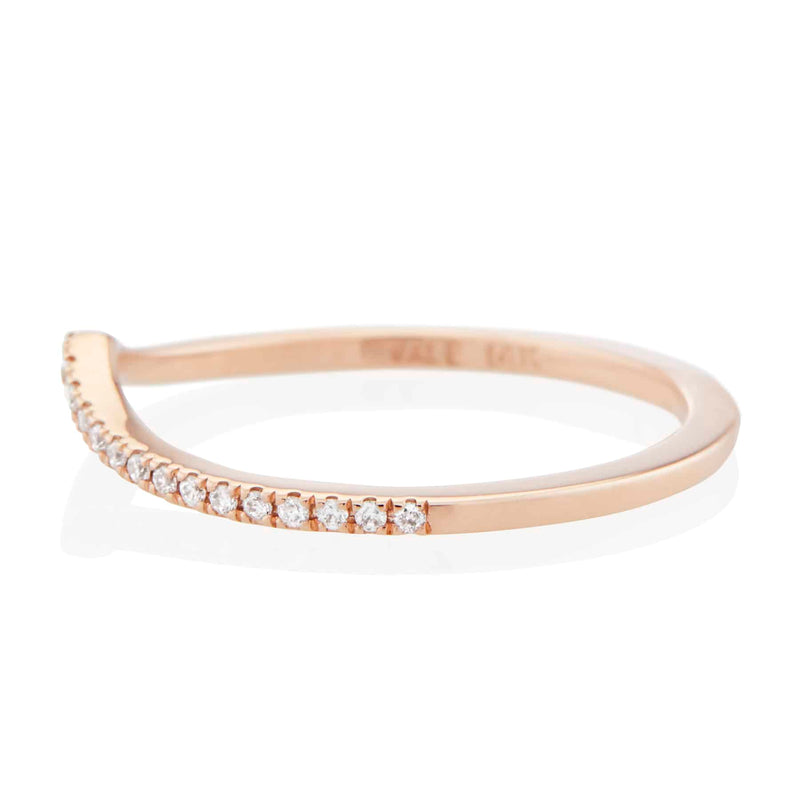 Vale Jewelry Vesper Ring with White Diamonds in 14 Karat Rose Gold Side View