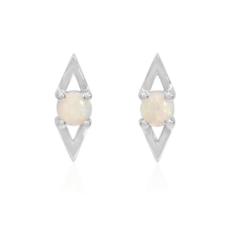 Vale Jewelry Victoire Earrings with Opal in 14 Karat White Gold Front View