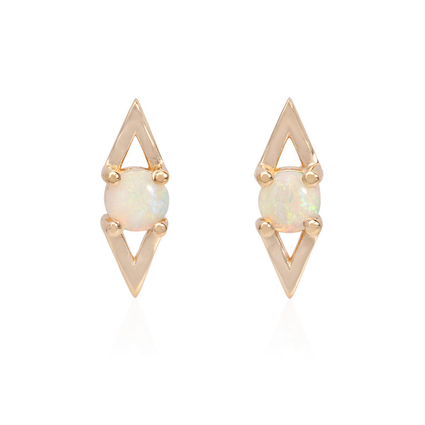 Vale Jewelry Victoire Earrings with Opal in 14 Karat Yellow Gold Front View