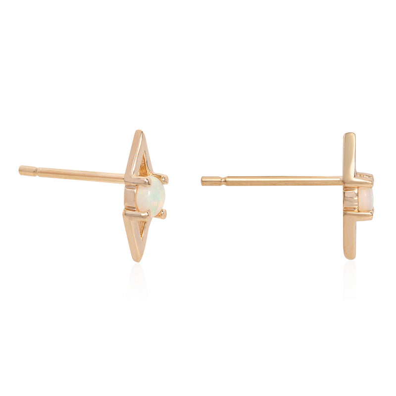 Vale Jewelry Victoire Earrings with Opal in 14 Karat Yellow Gold Side View