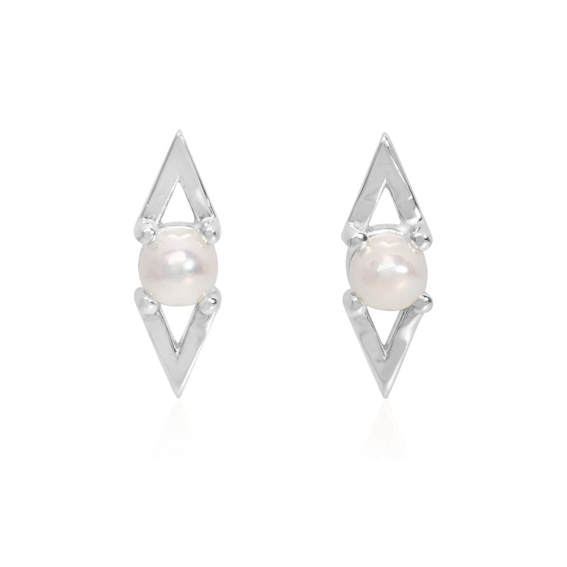 Vale Jewelry Victoire Earrings with Pearl in 14 Karat White Gold Front View