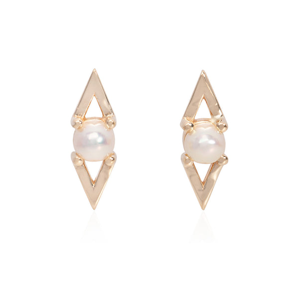Vale Jewelry Victoire Earrings with Pearl in 14 Karat Yellow Gold Front View