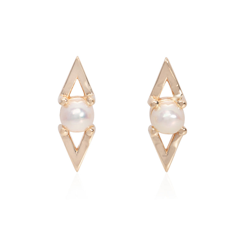 Vale Jewelry Victoire Earrings with Pearl in 14 Karat Yellow Gold Front View